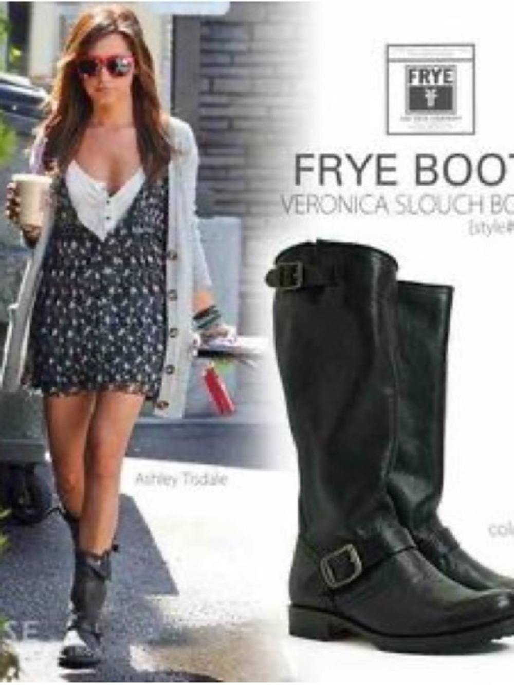 Frye Black Veronica Slouch Leather Knee Boots